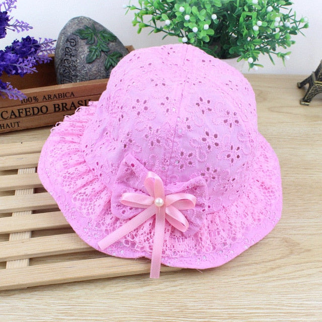 Cute Summer Girl Sun Hats Cap Cotton Sun-proof breathablet Hat-Deep Pink-Free Shipping at meselling99
