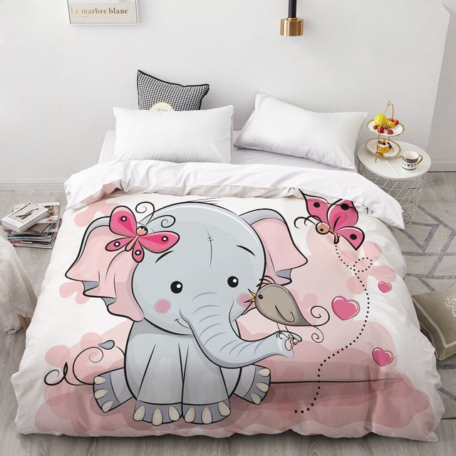 3D Custom Duvet Cover Pink elephant Cartoon Bedding for Baby/Kids/Child/Boy/Girl,-cartoon 01-180x210cmx1pc-Free Shipping at meselling99
