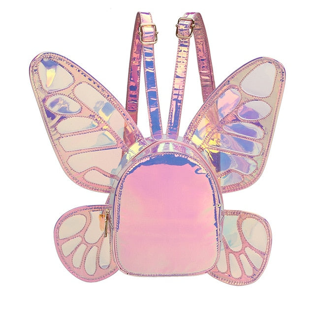 Meselling99 Fashion personality fun butterfly modeling laser transparent pu leather zipper ladies backpack-laser pink-Free Shipping at meselling99