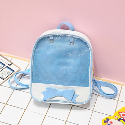 Meselling99 Transparent Backpacks Women Harajuku Bow-knot Itabags Bags School-Blue-Free Shipping at meselling99