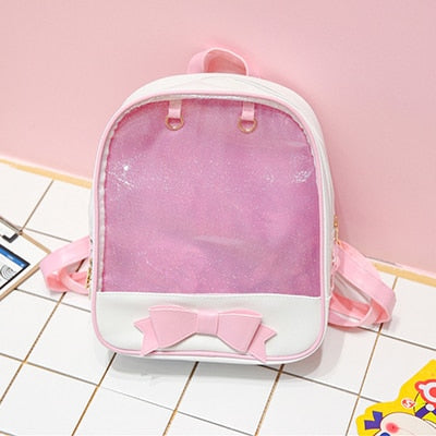 Meselling99 Transparent Backpacks Women Harajuku Bow-knot Itabags Bags School-Pink-Free Shipping at meselling99