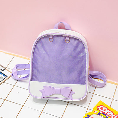 Meselling99 Transparent Backpacks Women Harajuku Bow-knot Itabags Bags School-Purple-Free Shipping at meselling99