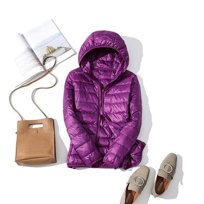 Women Ultra-light Thin Down Jacket 2020 Autumn Winte Warm Duck Down Coat-purple Hooded-4XL-Free Shipping at meselling99