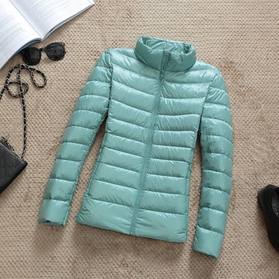 Women Ultra-light Thin Down Jacket 2020 Autumn Winte Warm Duck Down Coat-sky blue Stand-4XL-Free Shipping at meselling99