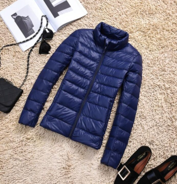 Women Ultra-light Thin Down Jacket 2020 Autumn Winte Warm Duck Down Coat-Dark blue Stand-4XL-Free Shipping at meselling99