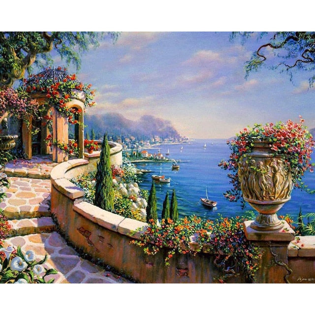 Paint By Numbers For Adults/ Children Harbor Landscape Oil Painting Drawing On Canvas--Free Shipping at meselling99