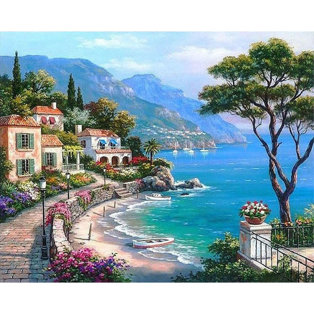 Paint By Numbers For Adults/ Children Harbor Landscape Oil Painting Drawing On Canvas-99172-10x15cm no frame-Free Shipping at meselling99
