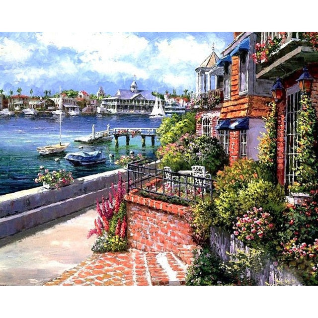 Paint By Numbers For Adults/ Children Harbor Landscape Oil Painting Drawing On Canvas-99210-10x15cm no frame-Free Shipping at meselling99