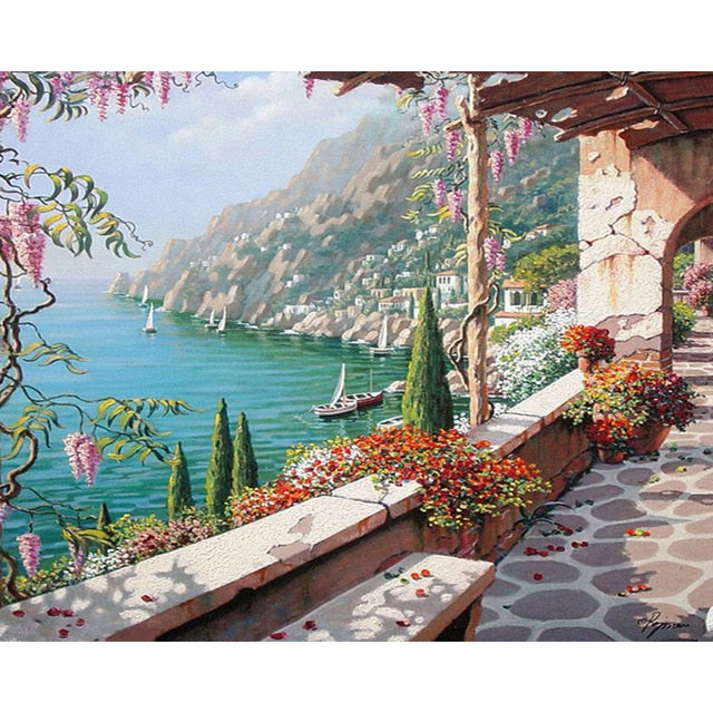Paint By Numbers For Adults/ Children Harbor Landscape Oil Painting Drawing On Canvas-99444-10x15cm no frame-Free Shipping at meselling99