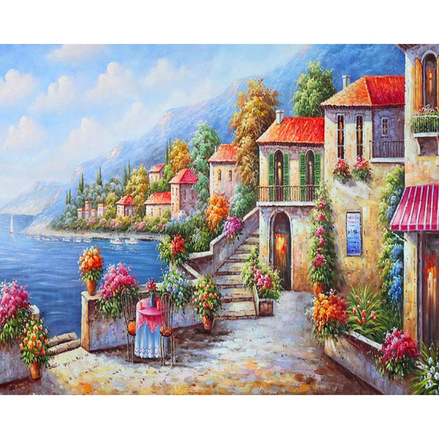 Paint By Numbers For Adults/ Children Harbor Landscape Oil Painting Drawing On Canvas-99463-40x50cm no frame-Free Shipping at meselling99