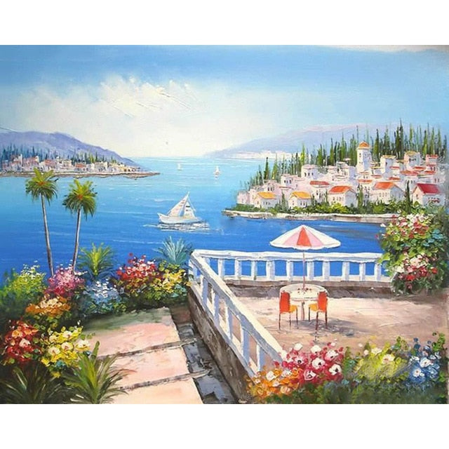 Paint By Numbers For Adults/ Children Harbor Landscape Oil Painting Drawing On Canvas-99504-10x15cm no frame-Free Shipping at meselling99