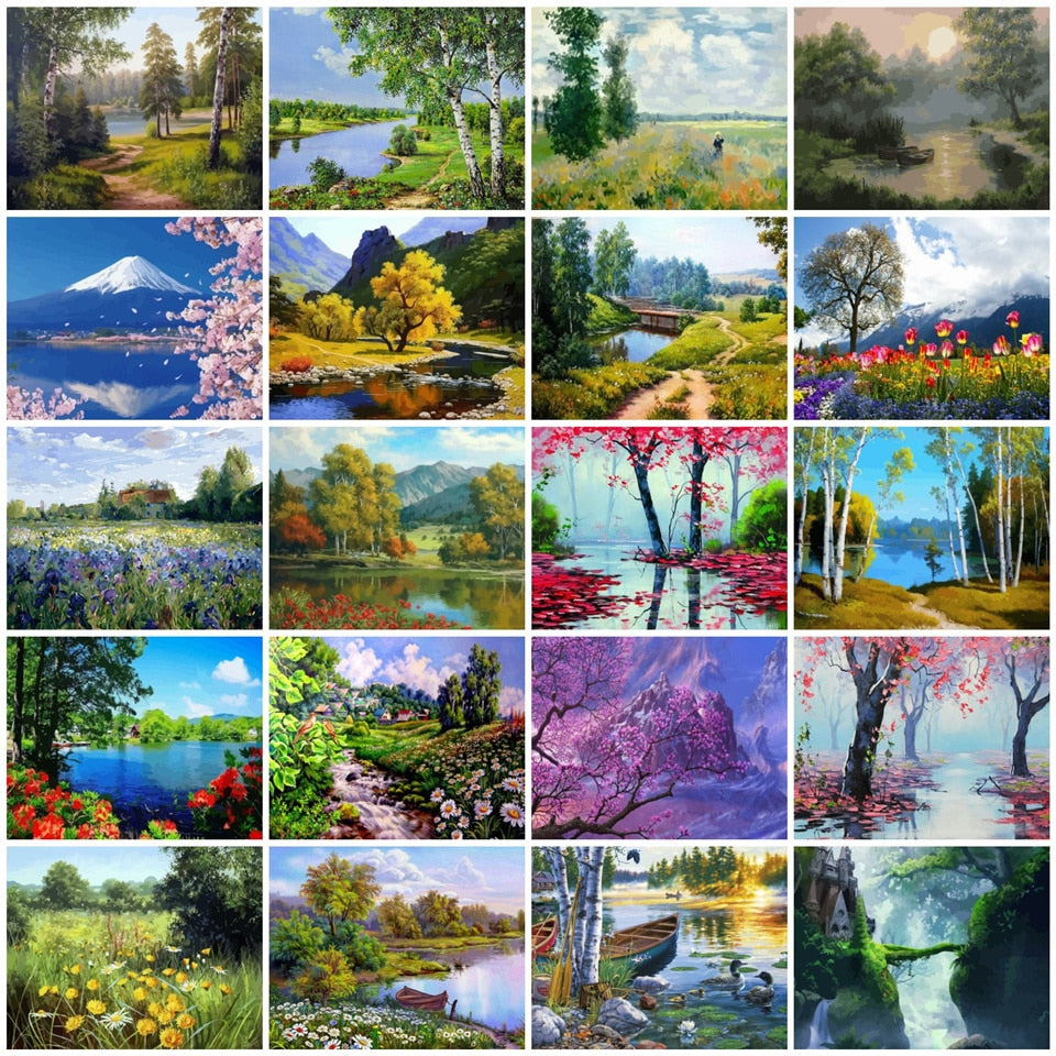 DIY 50x40cm Paint By Numbers For Landscapes Home Decoration Oil Painting--Free Shipping at meselling99