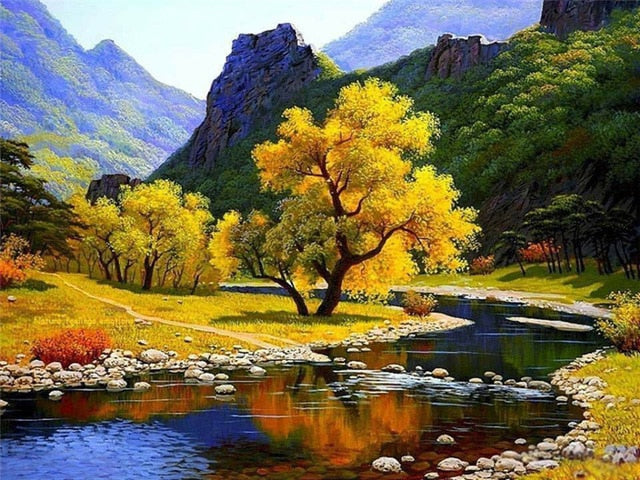 DIY 50x40cm Paint By Numbers For Landscapes Home Decoration Oil Painting-SZGD802-50X40cm No Frame-Free Shipping at meselling99