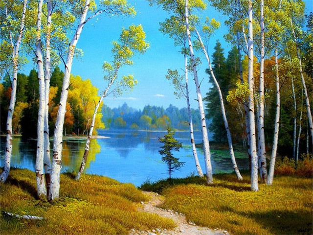 DIY 50x40cm Paint By Numbers For Landscapes Home Decoration Oil Painting-SZGD809-50X40cm No Frame-Free Shipping at meselling99
