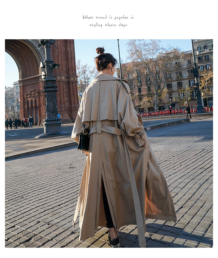Meselling99 Style Loose Oversized X-Long Women's Trench Coat with Belt--Free Shipping at meselling99