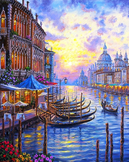 Meselling99 Painting By Numbers Scenery DIY Oil Coloring By Numbers Street Landscape Canvas Paint Art Pictures-SZYH6064-40X50cm No Frame-Free Shipping at meselling99