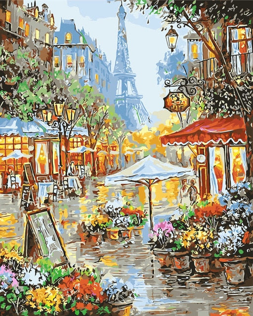 Meselling99 Painting By Numbers Scenery DIY Oil Coloring By Numbers Street Landscape Canvas Paint Art Pictures-SZYH-A830-40X50cm No Frame-Free Shipping at meselling99