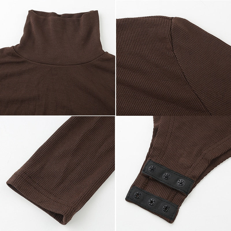 Meselling99 Casual Solid Skinny Turtleneck Long Sleeve Bodysuit Warm Basic--Free Shipping at meselling99