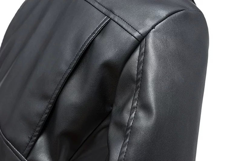 Meselling99 Women Autumn Winter Black Faux Leather Jackets Zipper Basic Coat Turn-down Collar Motor Biker Jacket--Free Shipping at meselling99