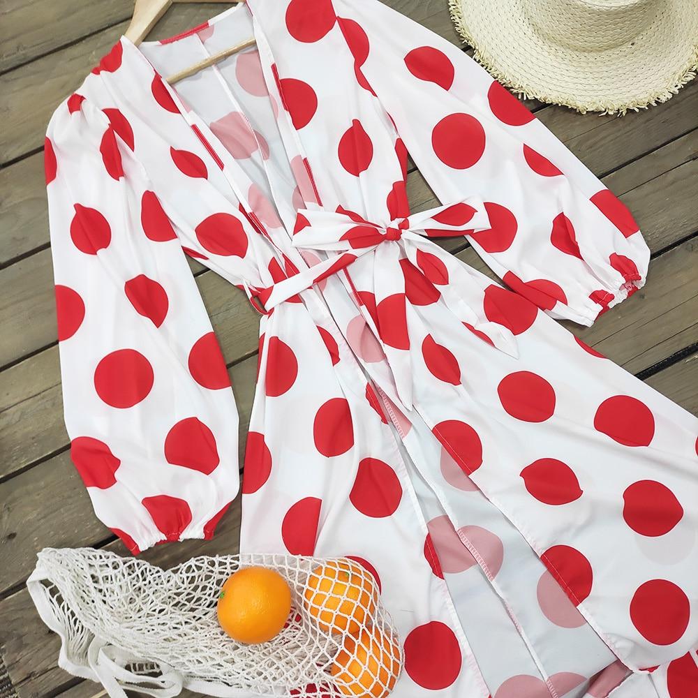 Beach Dress 2021 Bikini Cover Up Women Kimono Long Sleeve Swimwear Cover-Ups--Free Shipping at meselling99