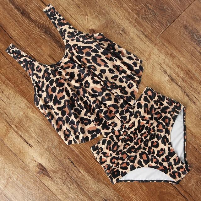 Leopard High Waist Bikini Animal Print Tankini Floral Swimsuit Ruffle Swimsuit Plus Size Swimwear Women--Free Shipping at meselling99