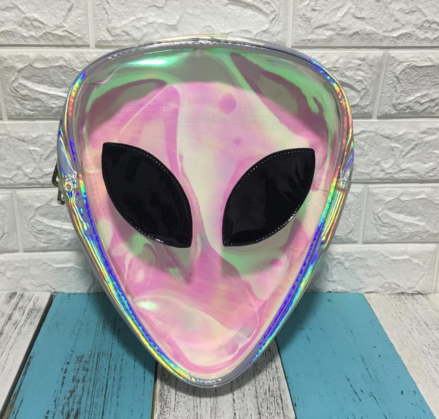 Meselling99 Laser Transparent Backpack Boys 3D Alien ET Head Face Designed Unisex Backpack-transparent-Free Shipping at meselling99