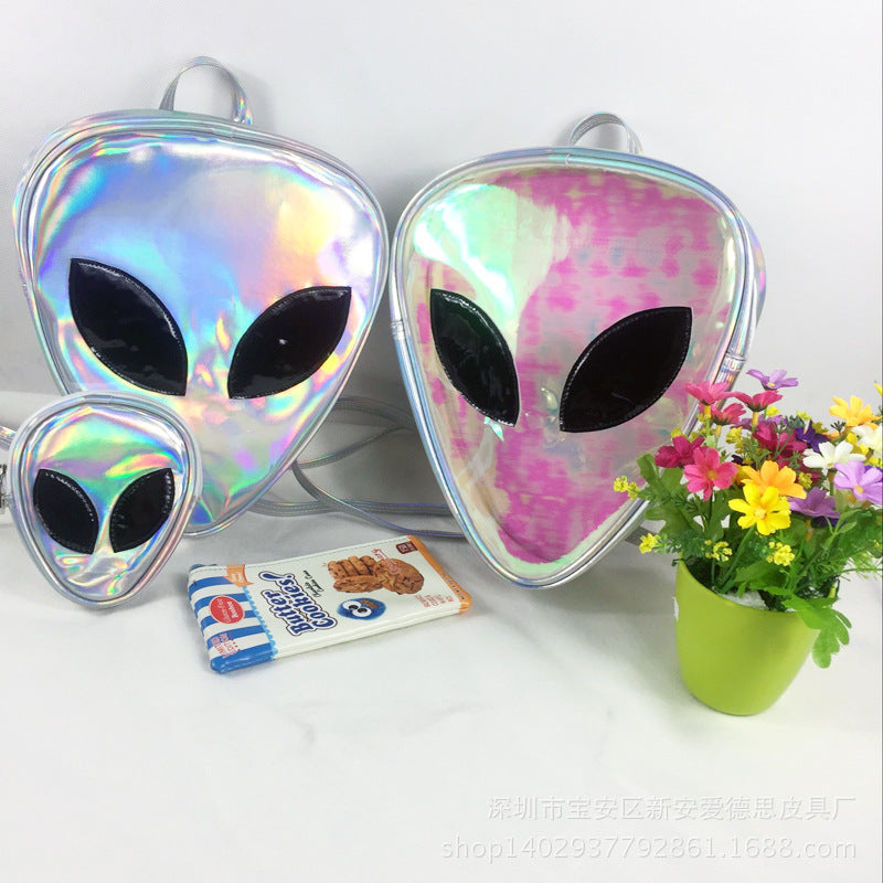Meselling99 Laser Transparent Backpack Boys 3D Alien ET Head Face Designed Unisex Backpack--Free Shipping at meselling99