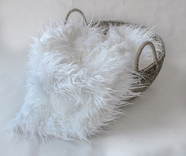 50*80cm Newborn Faux Fur Wrap Photography Prop Blanket-White-Free Shipping at meselling99