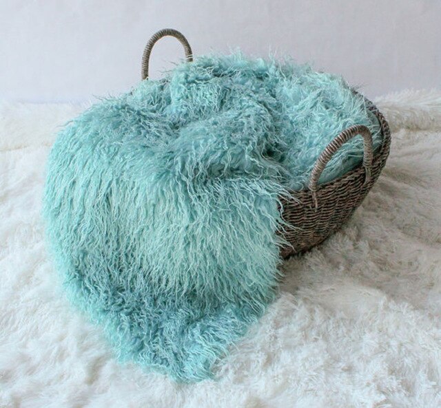 50*80cm Newborn Faux Fur Wrap Photography Prop Blanket-Sky Blue-Free Shipping at meselling99
