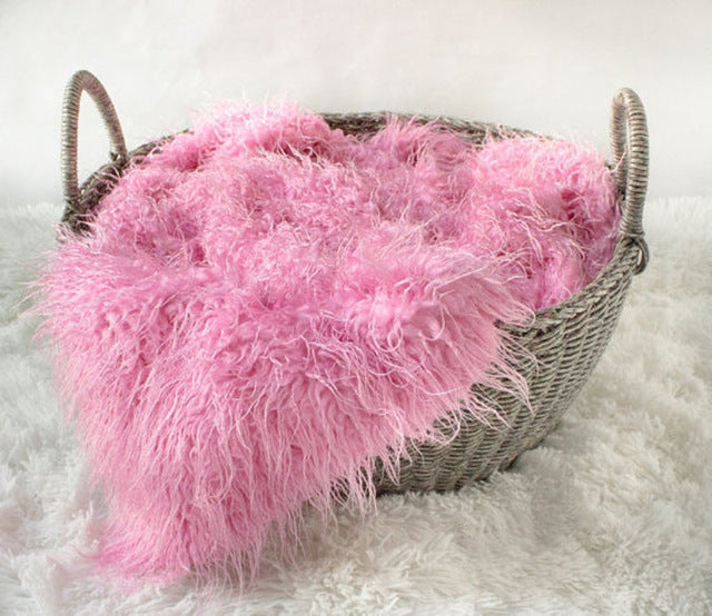 50*80cm Newborn Faux Fur Wrap Photography Prop Blanket-Pink-Free Shipping at meselling99