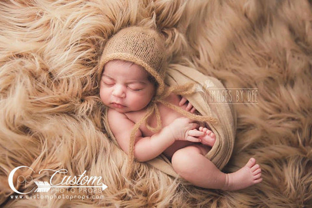 50*80cm Newborn Faux Fur Wrap Photography Prop Blanket-Light Khaki-Free Shipping at meselling99