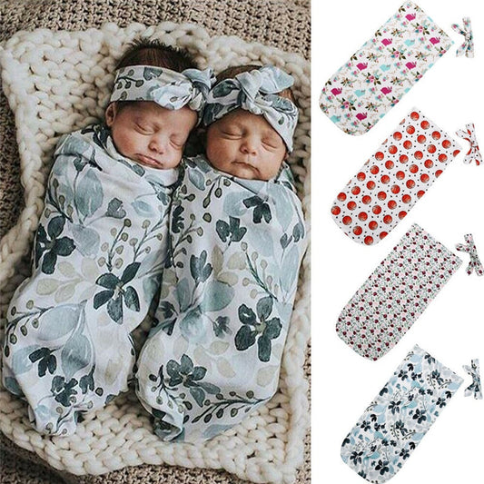 Newest Cute Newborn Infant Baby Boy Girl Soft Cotton Swaddle Blanket with Headband--Free Shipping at meselling99