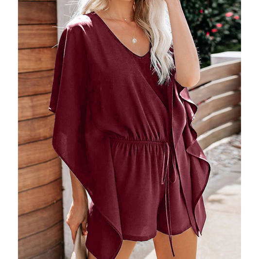 Casual Summer Lace Up Short Jumpsuits-Suits-Free Shipping at meselling99