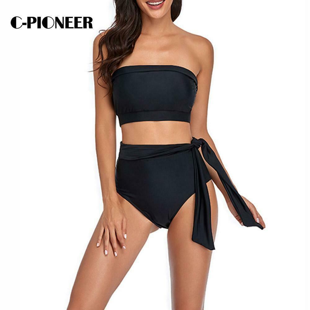 Black Sexy Bikini High Waist Split Swimsuit Bikini Swimsuit--Free Shipping at meselling99