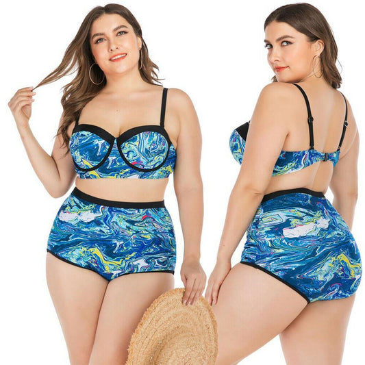 Women Plus Size Push Up Bra Bikini Set High Waist Bathing Suit Swimwear Swimsuit--Free Shipping at meselling99