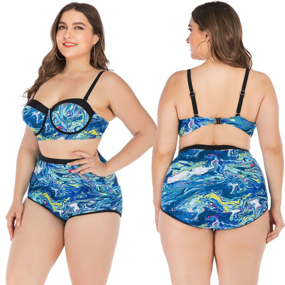 Women Plus Size Push Up Bra Bikini Set High Waist Bathing Suit Swimwear Swimsuit--Free Shipping at meselling99