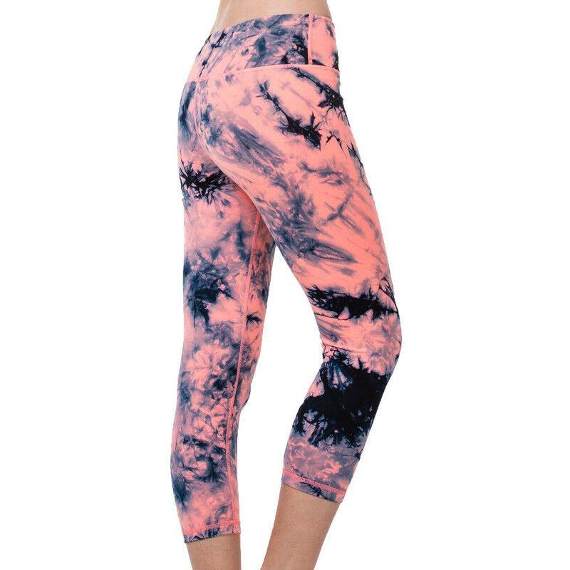 Sport Women Slim Tie Dye Dry Fit Elastic Fitness Yoga Tight Cropped Leggings--Free Shipping at meselling99