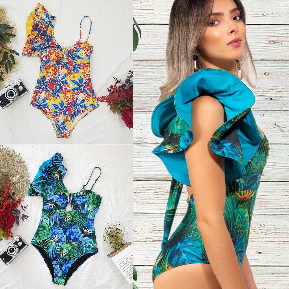 Womens Ruffle Swimwear Monokini Swimsuit Floral Bathing Suit Beachwear Bikini--Free Shipping at meselling99