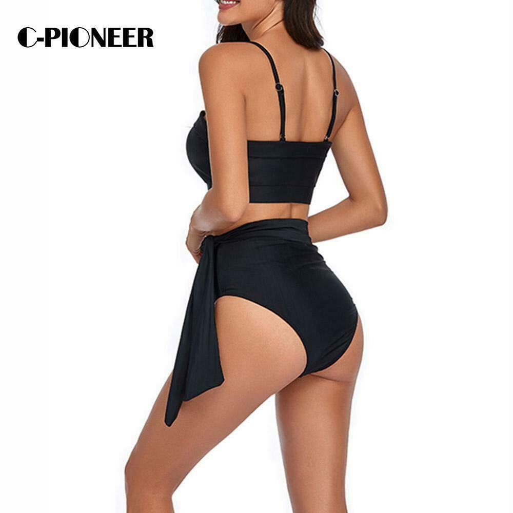 Black Sexy Bikini High Waist Split Swimsuit Bikini Swimsuit--Free Shipping at meselling99