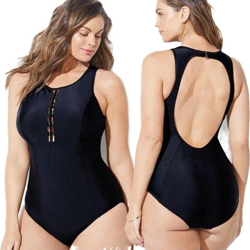 Womens Plus Size Monokini Swimwear Bathing Suit Monokini Swimsuit Hollow Bikini--Free Shipping at meselling99