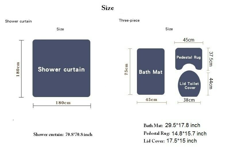 Women Print Shower Curtain Thicken Bathroom Rug Set Bath Mat Toilet Lid Cover--Free Shipping at meselling99