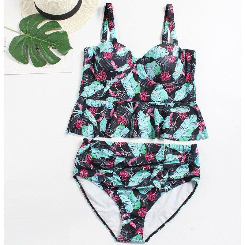Womens Plus Size Bikini Set Push Up Swimwear Swimsuit Bathing Suit Floral Bra-B-XL-Free Shipping at meselling99