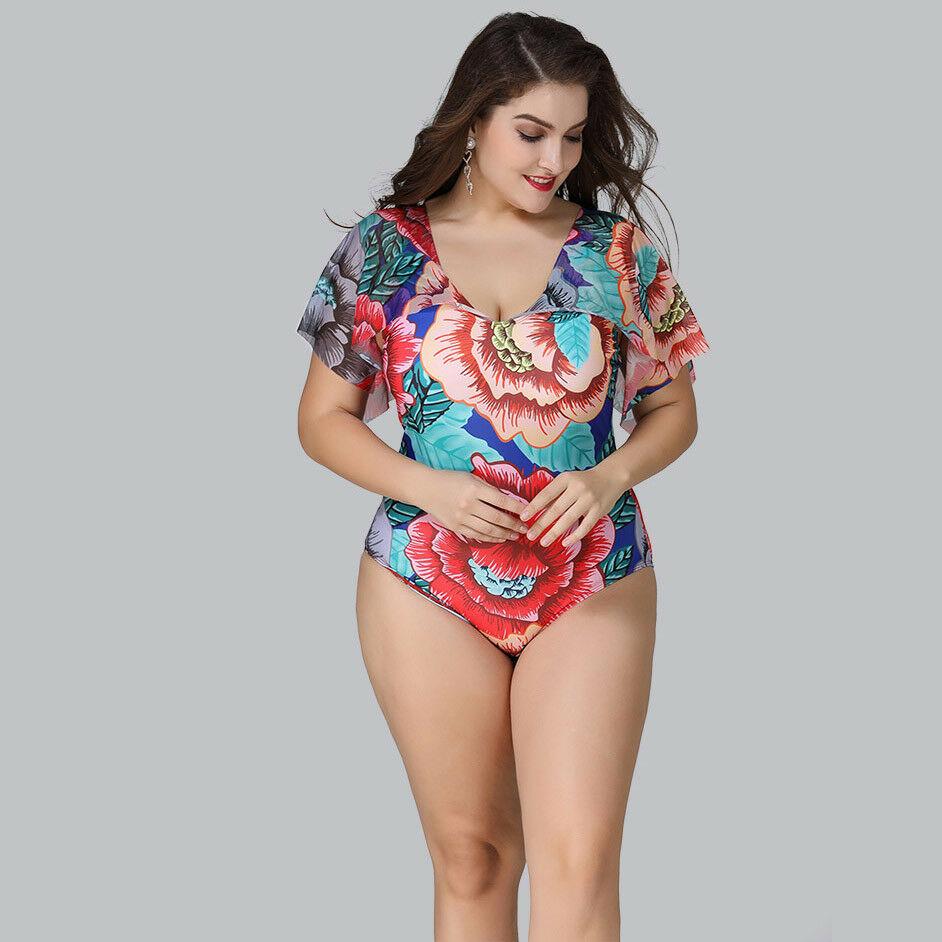 Womens Plus Size Bikini Swimwear Swimsuit Bathing Suit One Piece Flower Monokini--Free Shipping at meselling99