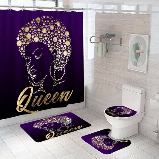 Queen Shower Curtain Set Thick Bathroom Rugs Bath Mat Non-Slip Toilet Lid Cover--Free Shipping at meselling99