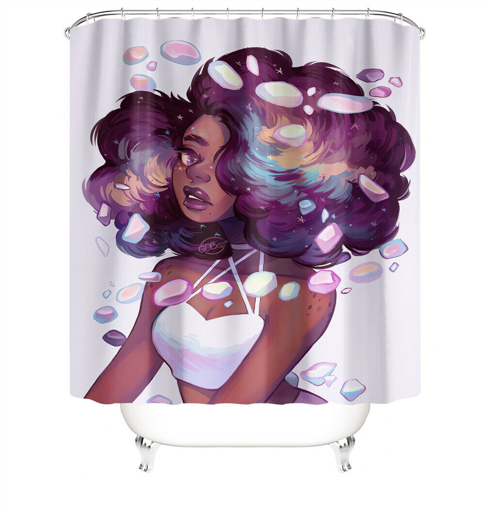 African Woman Shower Curtain Bathroom Rug Set Bath Mat Non-Slip Toilet Lid Cover-180×180cm Shower Curtain Only-Free Shipping at meselling99