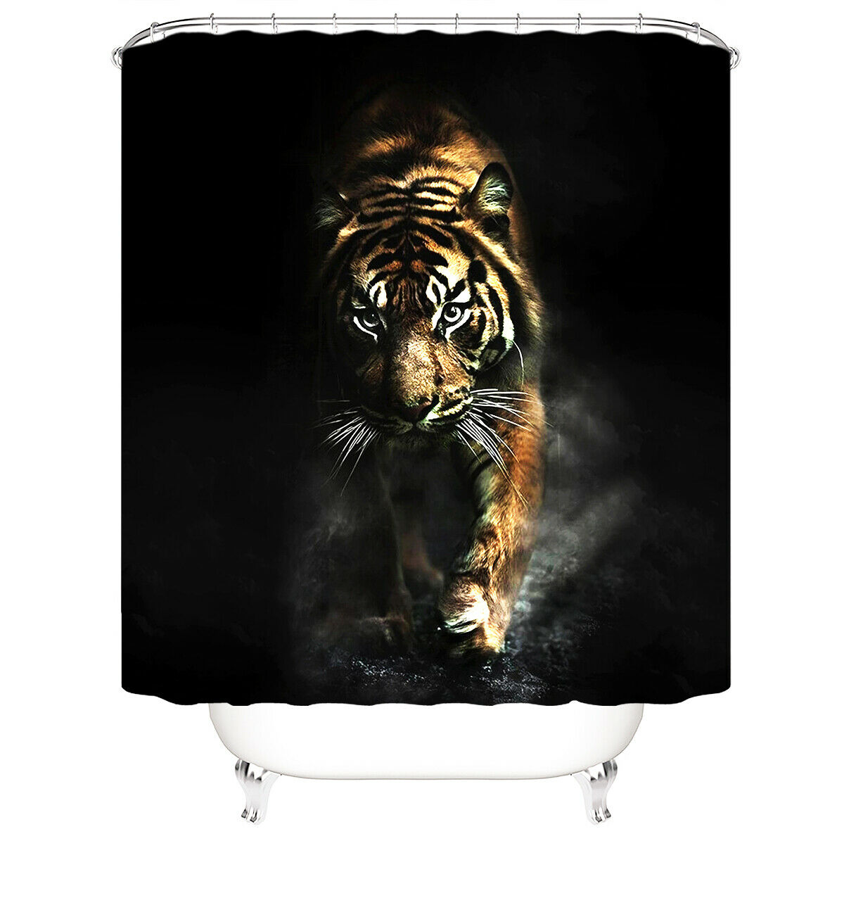 Tiger Shower Curtain Bathroom Rug Set Thick Bath Mat Non-Slip Toilet Lid Cover-180×180cm Shower Curtain Only-Free Shipping at meselling99