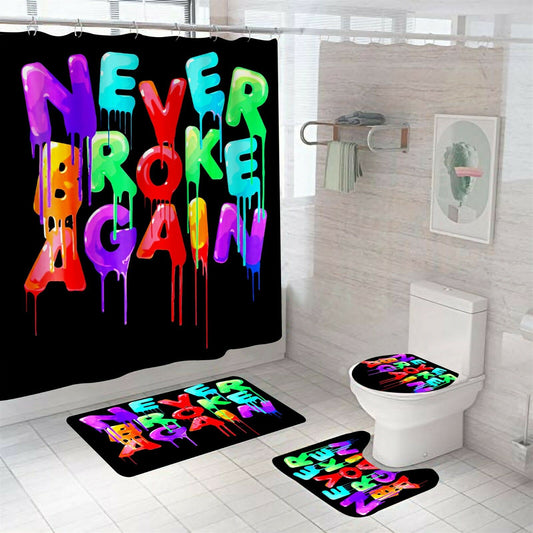 Never Broke Again Shower Curtain Bathroom Rug Set Bath Mat Toilet Lid Cover--Free Shipping at meselling99
