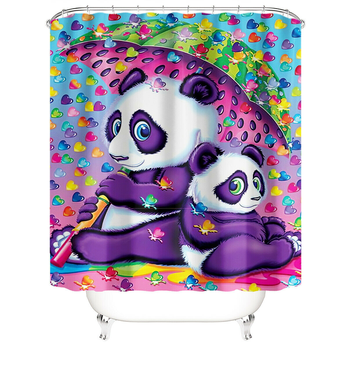 Panda Shower Curtain Bathroom Rug Set Thick Bath Mat Non-Slip Toilet Lid Cover-180×180cm Shower Curtain Only-Free Shipping at meselling99