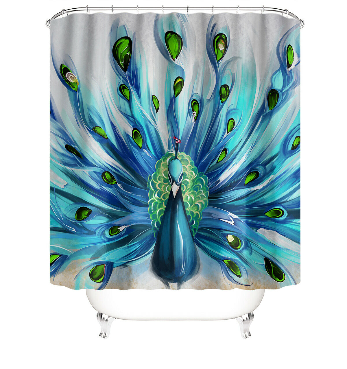 Peacock Shower Curtain Bathroom Rug Set Thick Bath Mat Non-Slip Toilet Lid Cover-180×180cm Shower Curtain Only-Free Shipping at meselling99