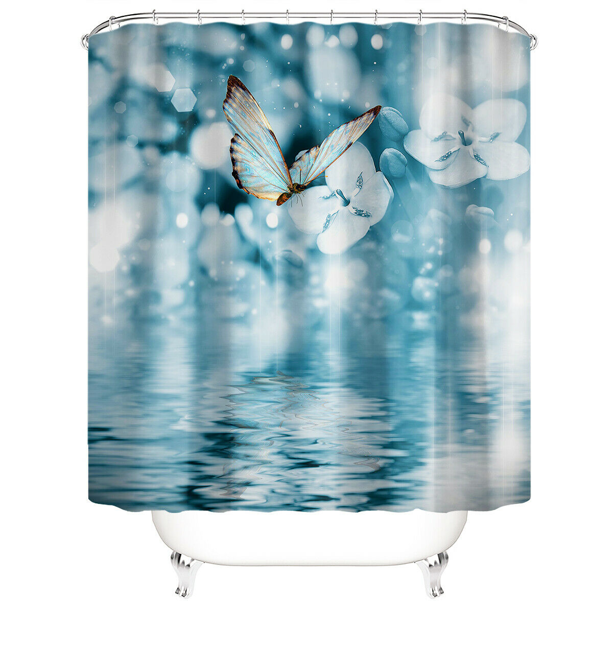 Butterfly Shower Curtain Bathroom Rug Thick Bath Mat Non-Slip Toilet Lid Cover-180×180cm Shower Curtain Only-Free Shipping at meselling99